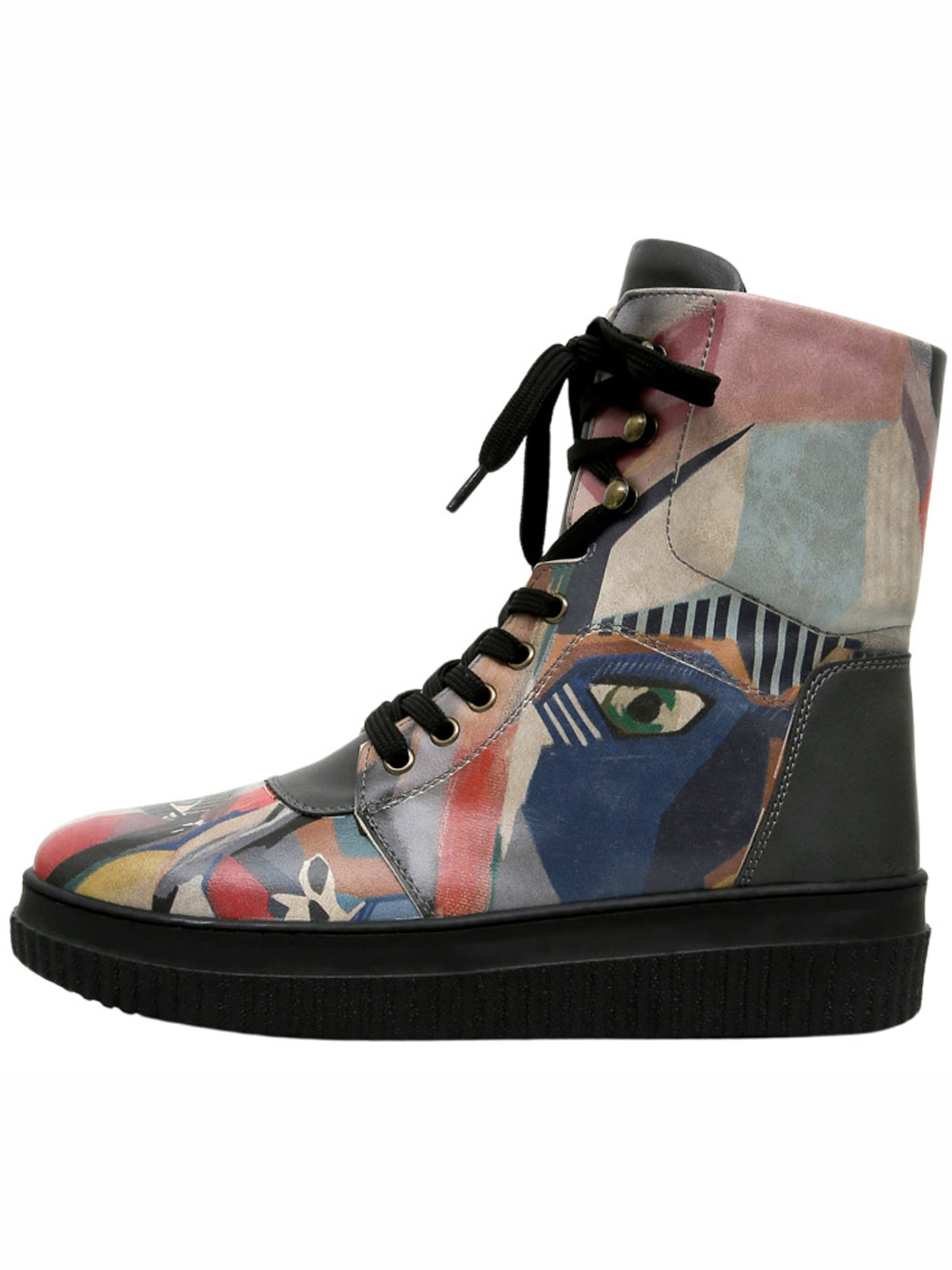 DOGO Schnürstiefel 'You Are Never Alone'‌‌‌ in Grau: Vorderseite