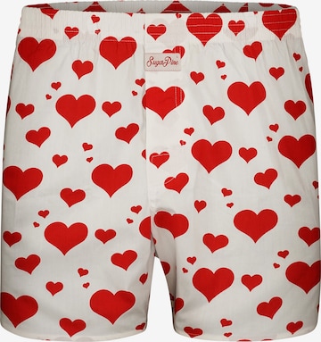 Sugar Pine Boxershorts ' Webboxershorts weit Motive Print ' in Wit: voorkant