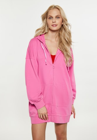 IZIA Zip-Up Hoodie in Pink: front