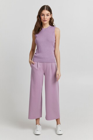 ICHI Wide leg Pleat-Front Pants 'Kate' in Purple