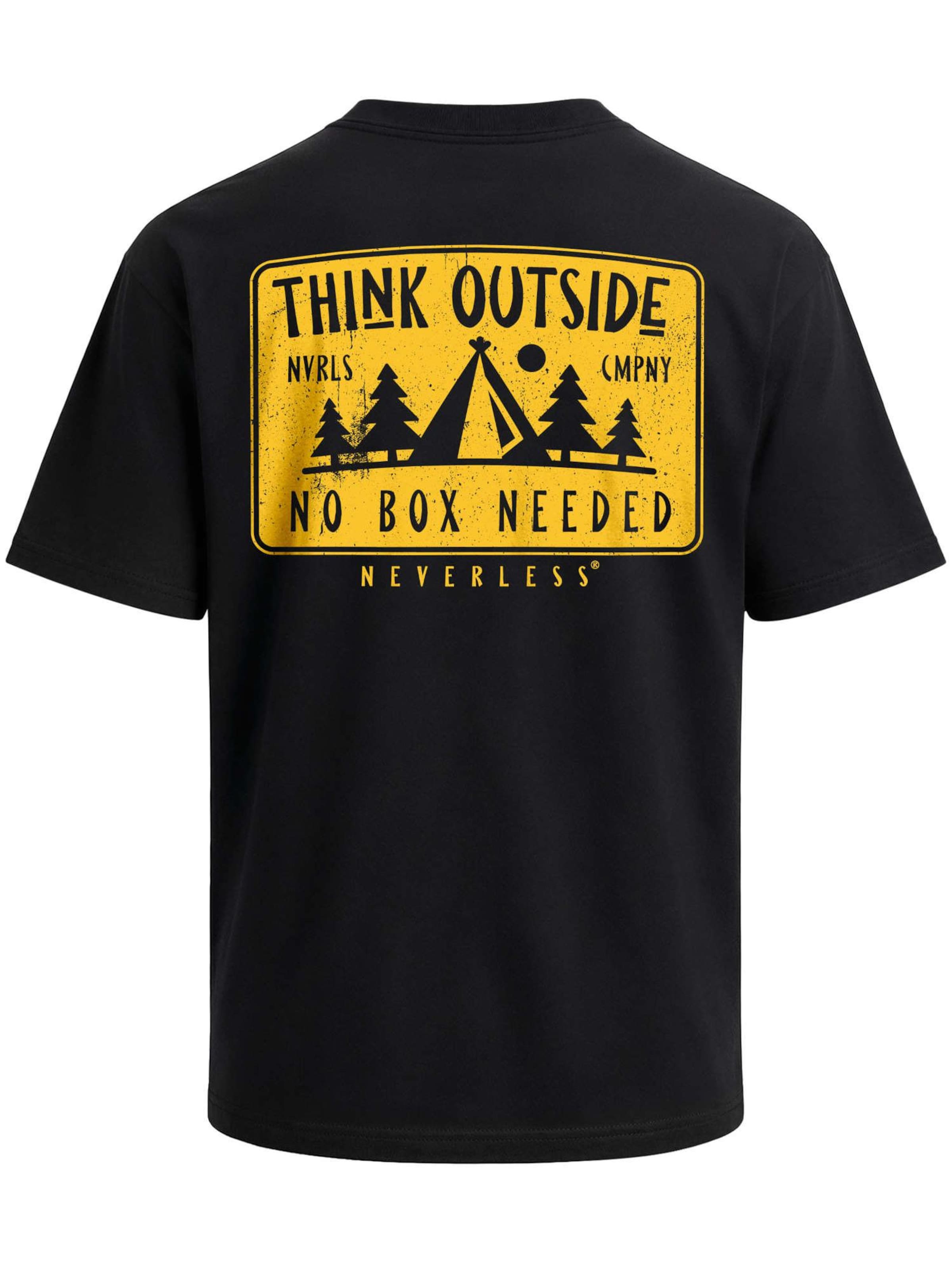 Neverless Shirt 'Think Outside'‌‌‌‌‌‌‌‌‌ in Schwarz: Vorderseite