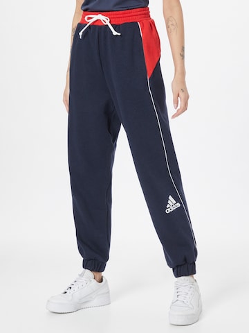 ADIDAS SPORTSWEAR Tapered Workout Pants in Blue: front