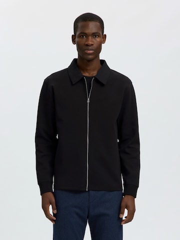 SELECTED - Sudadera con cremallera 'SLMTOM' en negro: frente
