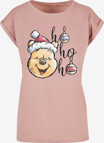 ABSOLUTE CULT Shirt 'Winnie The Pooh - Ho Ho Ho Baubles' in Roze: voorkant