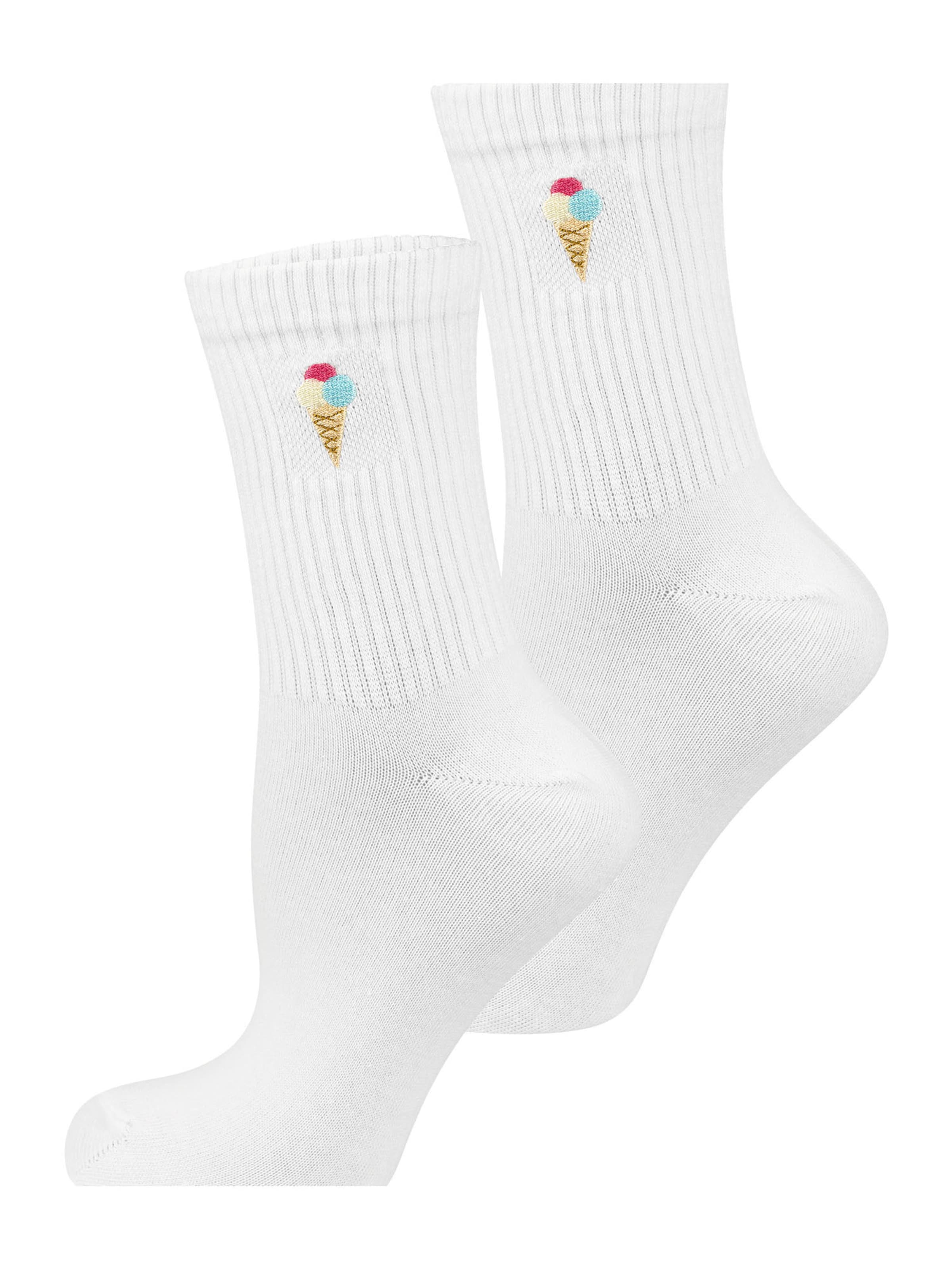 Nur Die Basicsocken ' Good Vibes ' in Weiß: Vorderseite