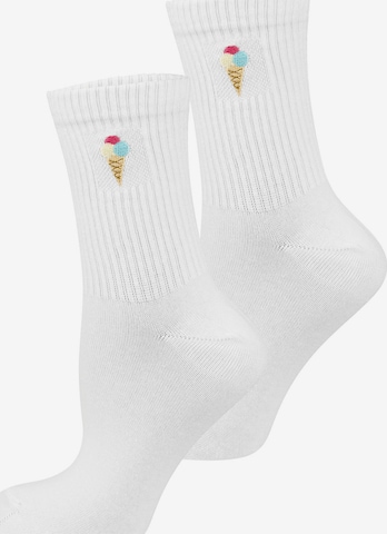 Nur Die Basicsocken ' Good Vibes ' in Weiß: Vorderseite