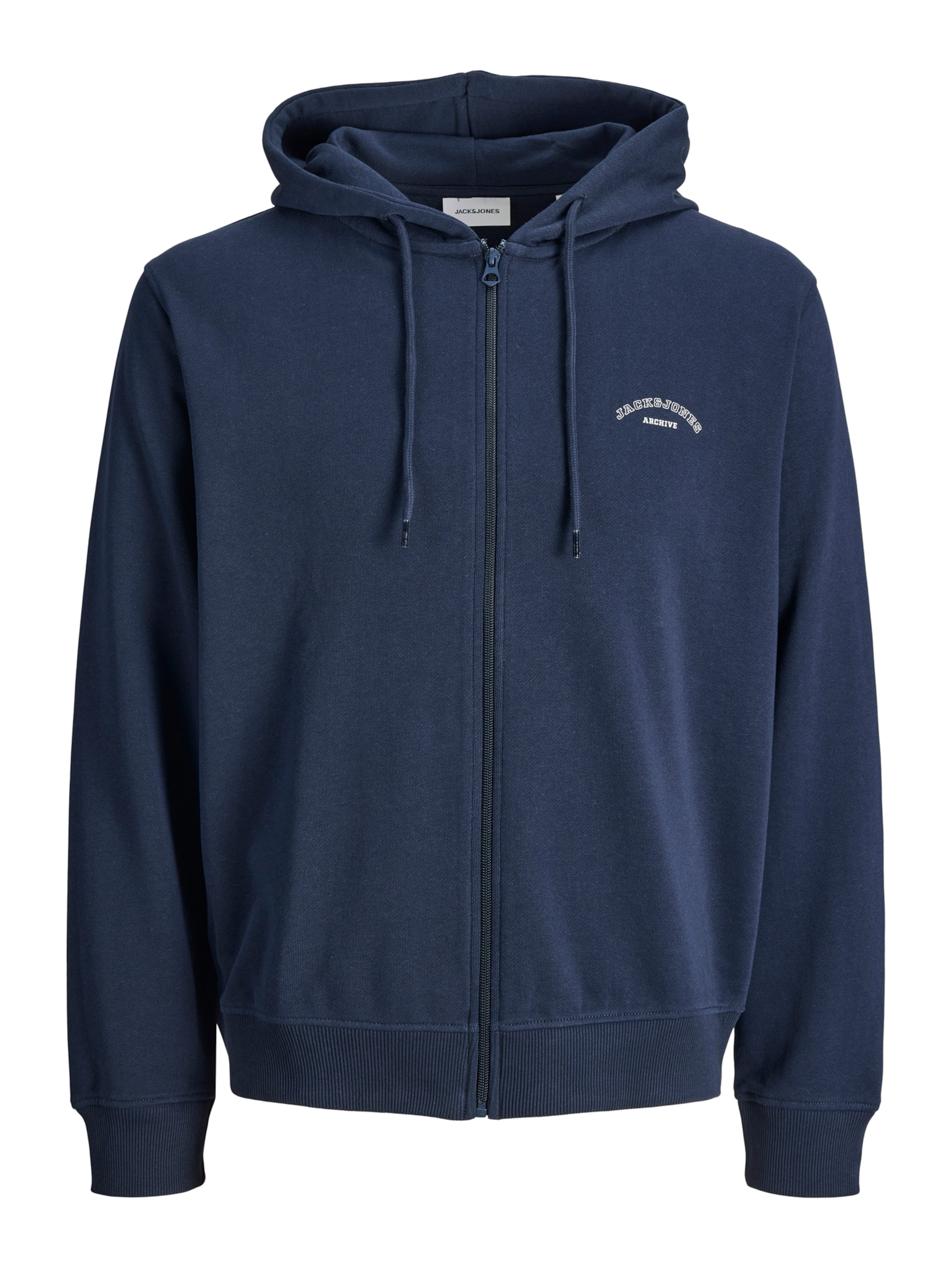 Jack & Jones Plus Zip-Up Hoodie 'JJCollege' in Blue: front