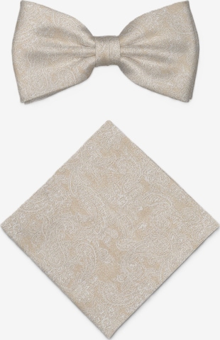 Real Guys Set Fliege mit passendem Einstecktuch in Beige: Vorderseite