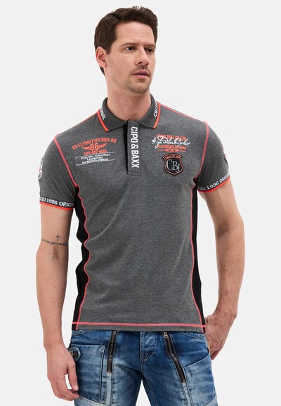 CIPO & BAXX Shirt in mottled grey / Light red / Black / White, Item view