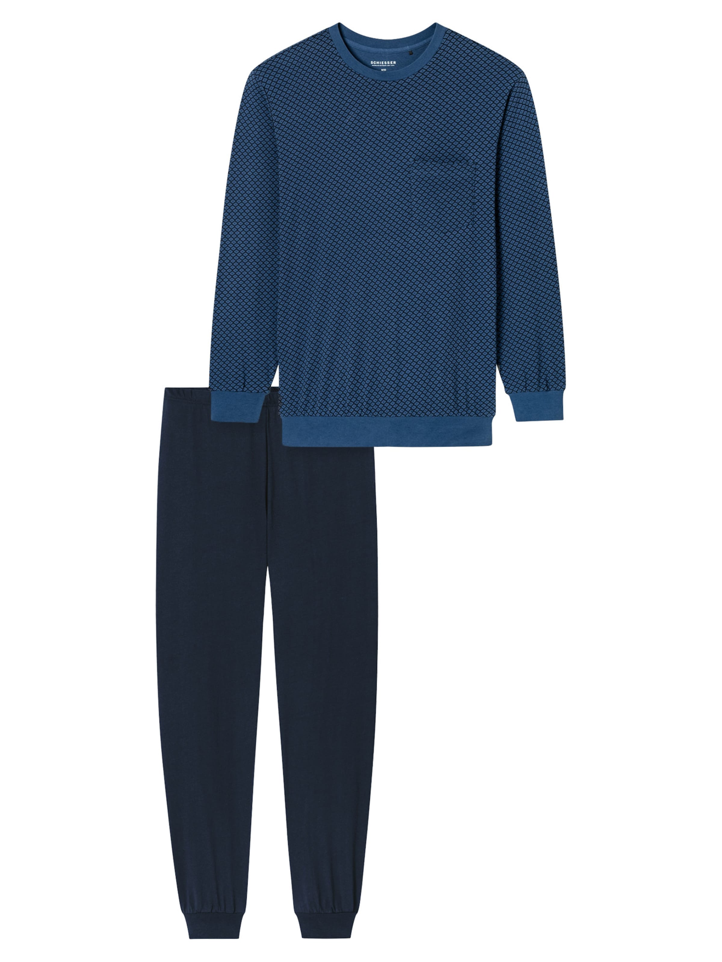 SCHIESSER Pajamas long 'Comfort Essentials' in Blue: front