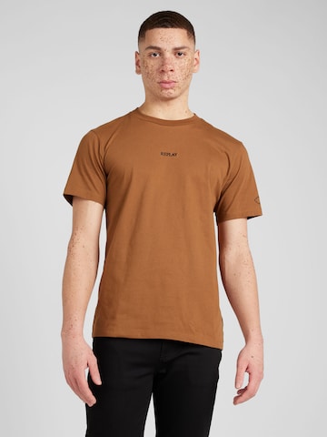 REPLAY Koszulka w kolorze brązowy: przód