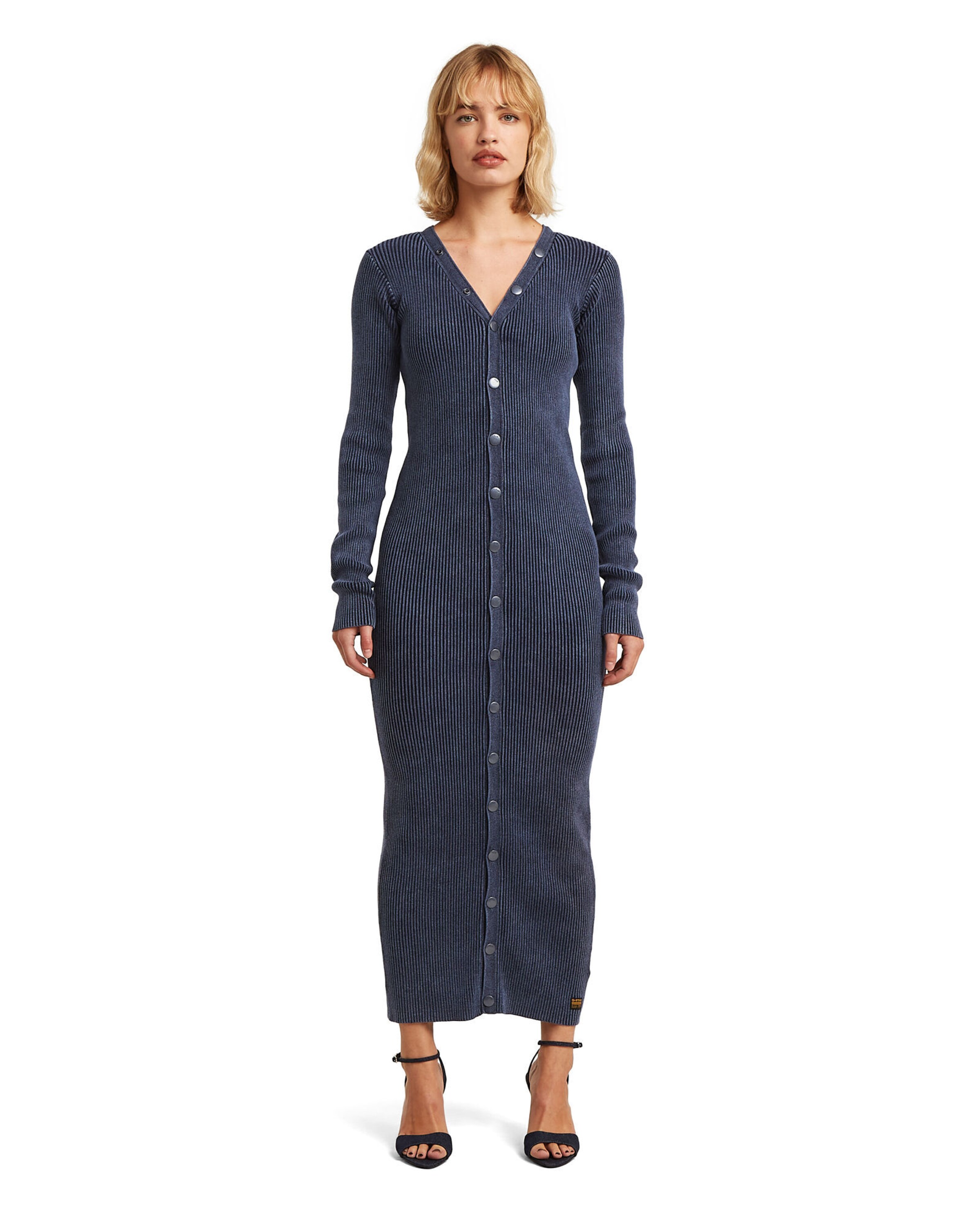 G-STAR Gebreide jurk 'Cardigan Dress' in Blauw: voorkant
