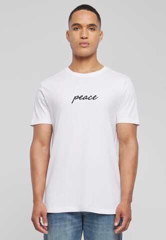 Mister Tee Shirt 'Peace Wording' in White: front