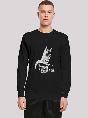 F4NT4STIC Sweatshirt 'Batman The Strong Silent Type Superheld' in Zwart: voorkant