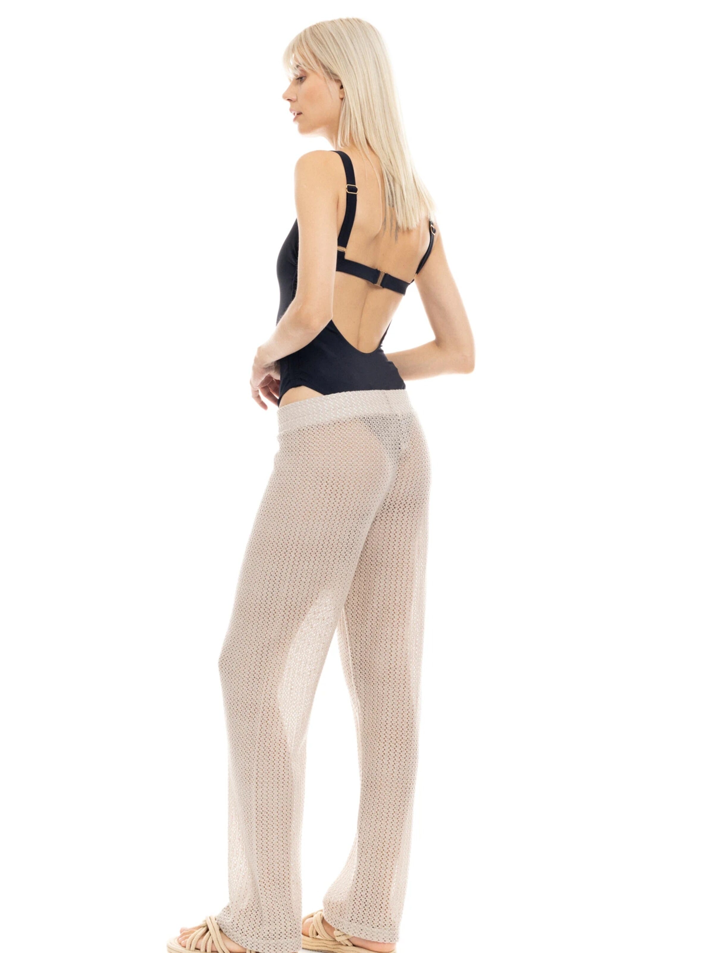 Pink Label - Vestido de verano 'BEACHWEAR PANTS SAND' en beige