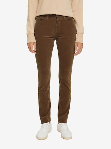 ESPRIT Slim fit Pants in Brown: front