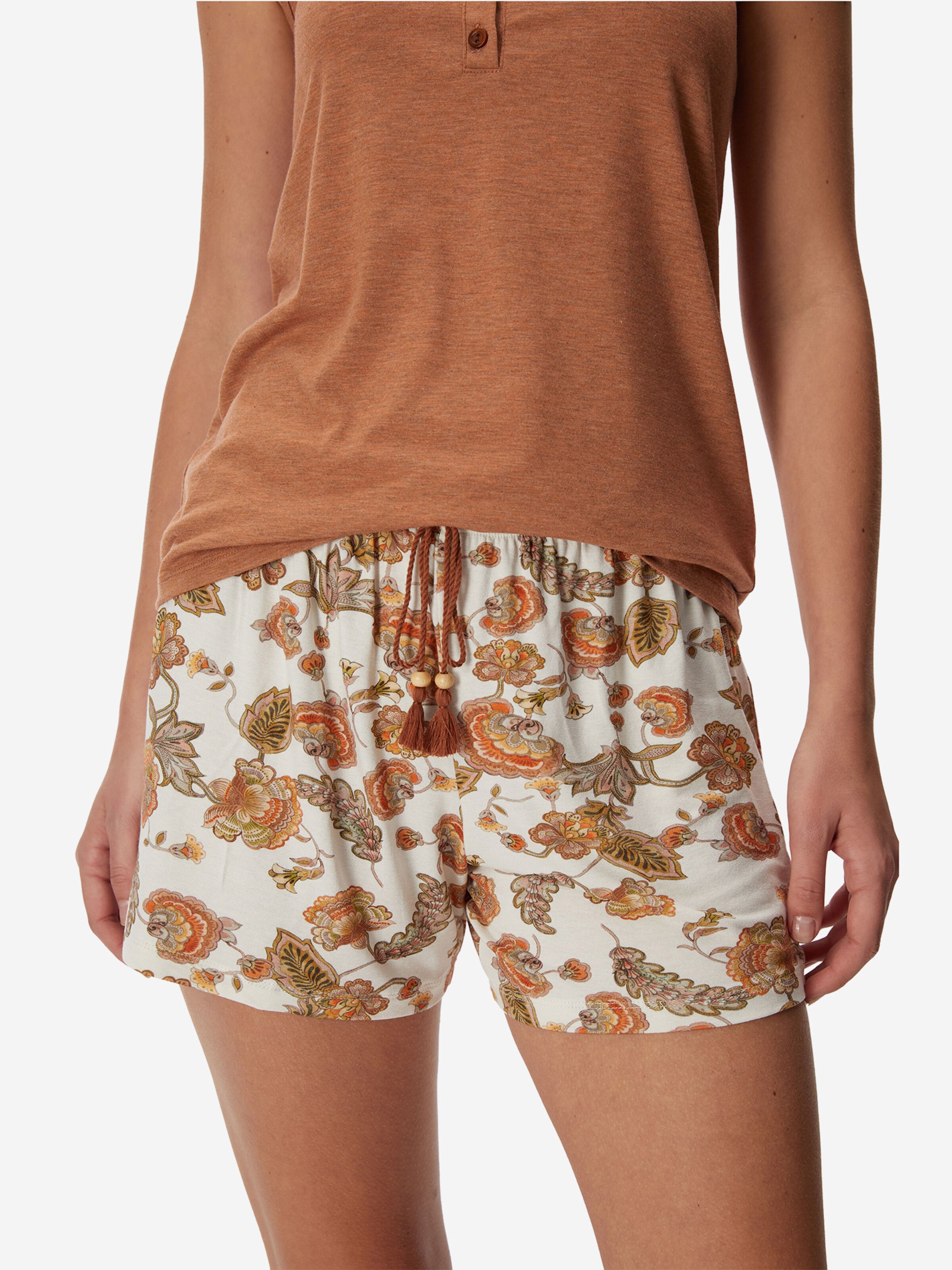 Goldenbay - Pijama de pantalón corto 'Irises' en marrón