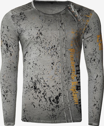 Rusty Neal Langarmshirt mit angesagtem Allover-Print in Grau: predná strana