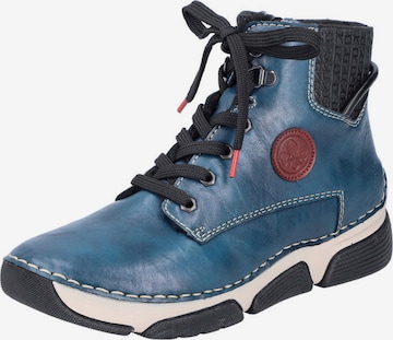 Rieker Lace-Up Ankle Boots '45943' in Blue: front