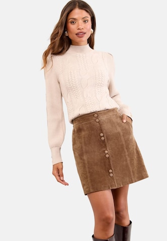 Lipsy Skirt in Brown: front