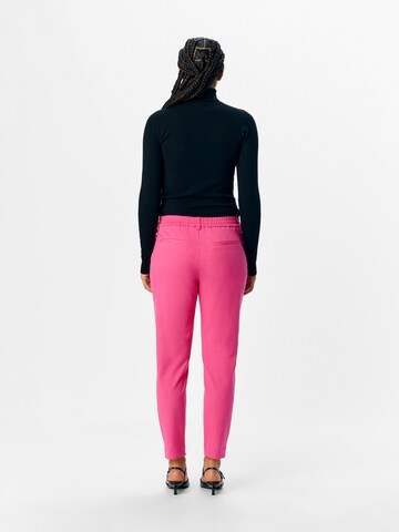 OBJECT Slim fit Pleat-front trousers 'OBJLisa' in Pink