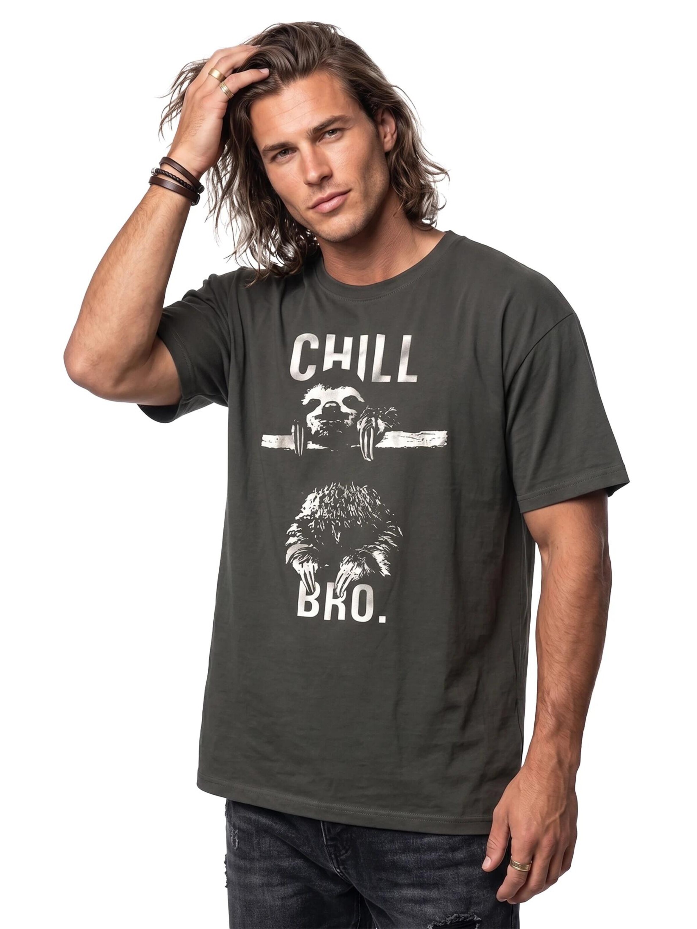 MAKAYA Shirt 'Chill Bro.' in Grey