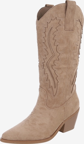 Ital-Design Cowboystiefel in Braun: Vorderseite