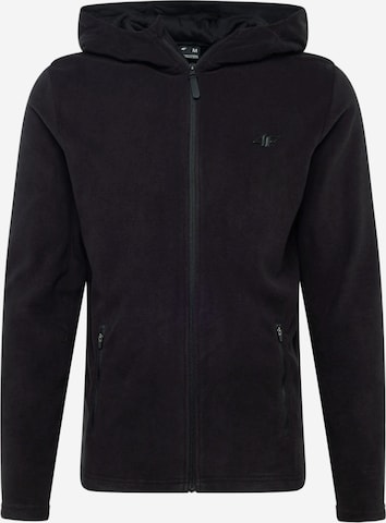 4F Athletic Fleece Jacket in Black: front