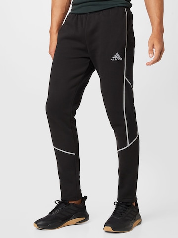 Regular Pantaloni sport 'Essentials Reflect-In-The-Dark Fleece' de la ADIDAS SPORTSWEAR pe negru: față