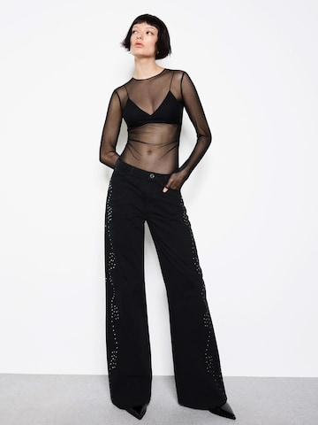 Wide Leg Jean Bershka en noir : devant