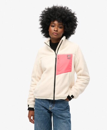 Superdry Fleece jacket in White: front