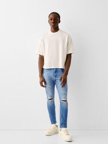 Bershka Slimfit Džíny – modrá