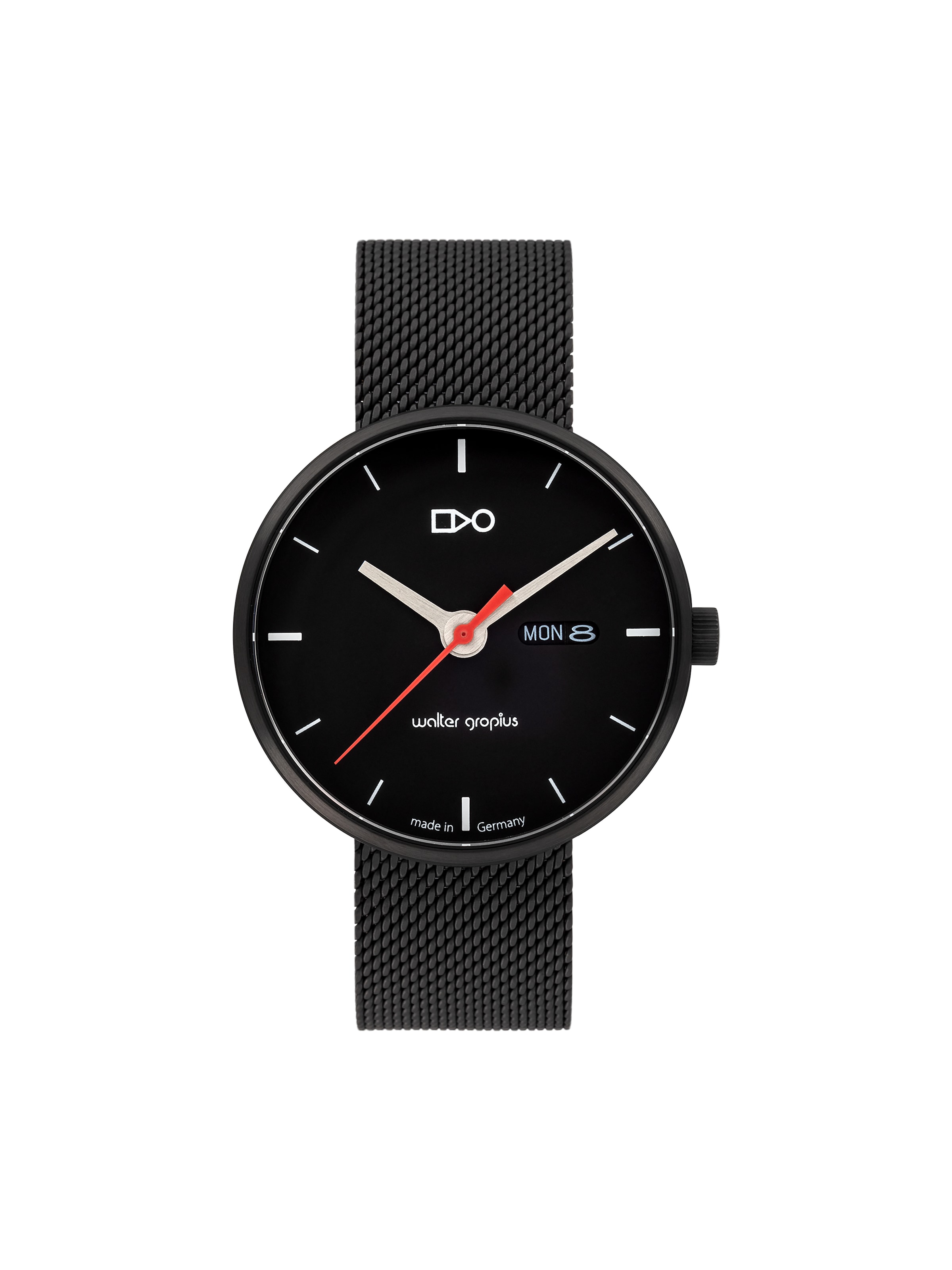 WALTER GROPIUS Analog Watch 'SIMPLEX' in Black: front