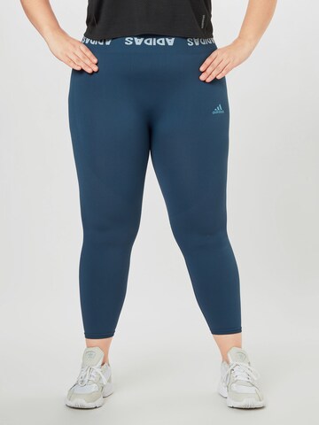 ADIDAS SPORTSWEAR Skinny Workout Pants in Blue: front