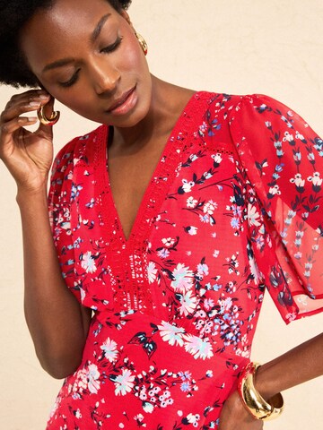 Chemisier love & roses en rouge