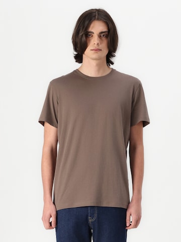 SELECTED T-Shirt 'SLHASPEN' in Braun: Vorderseite