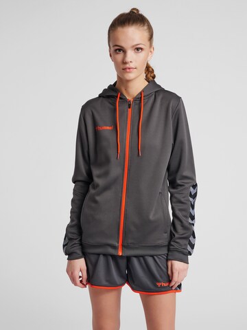 Hummel Athletic Zip-Up Hoodie in Grey: front