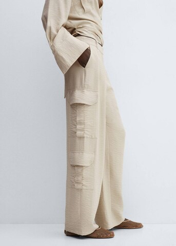 MANGO Wide leg Cargo Pants 'UTAH' in Beige