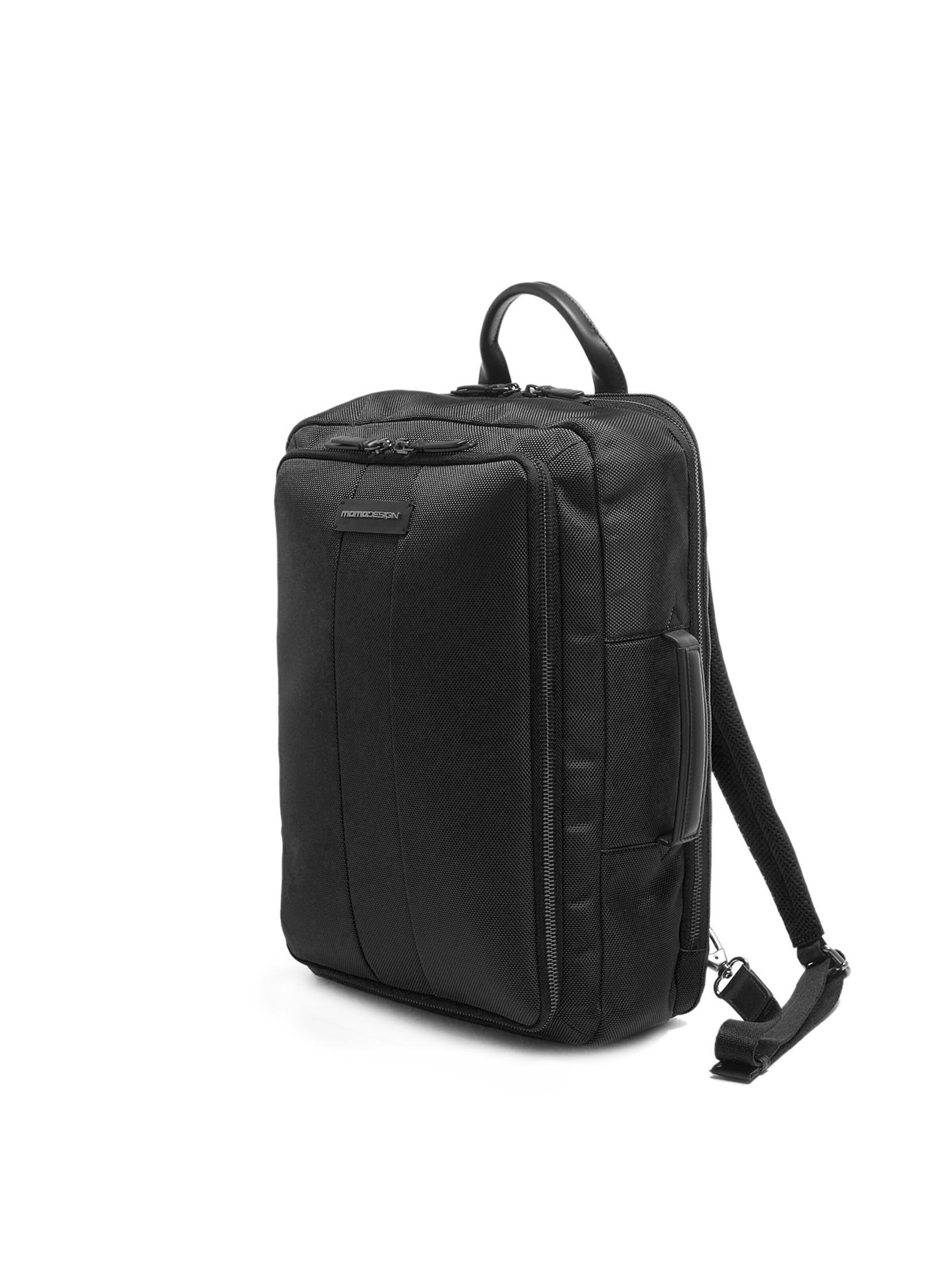 Zaino 'Zaino Uomo Momo Design Ecopelle con Zip e Manico Nylon 28x45x20cm' di Momo Design in nero