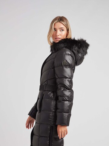 JACK1T Outdoorjas ' Diamond Belt Extra Long Puffer Coat ' in Zwart