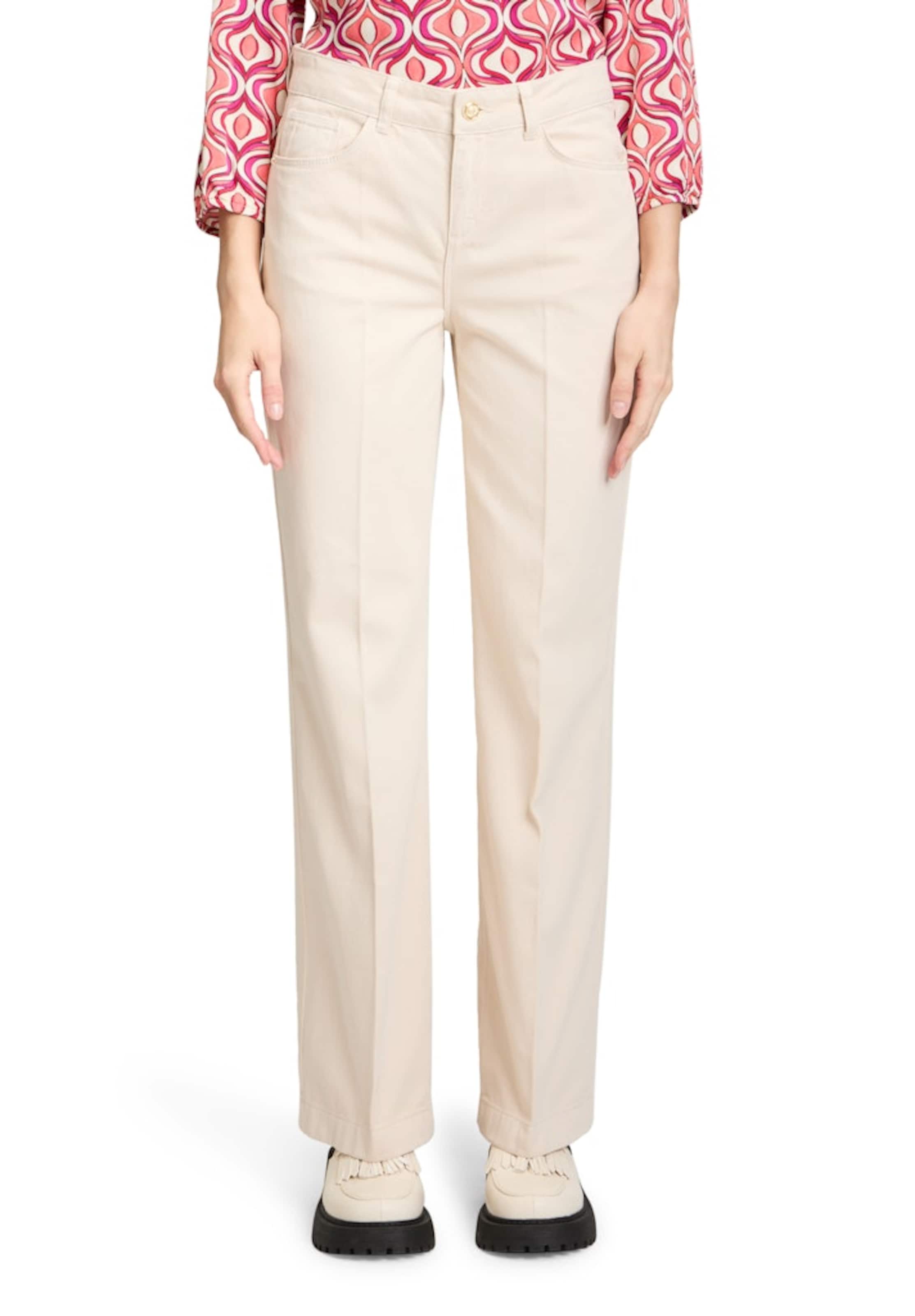 Cartoon Flared Trousers with creases in Pink: front