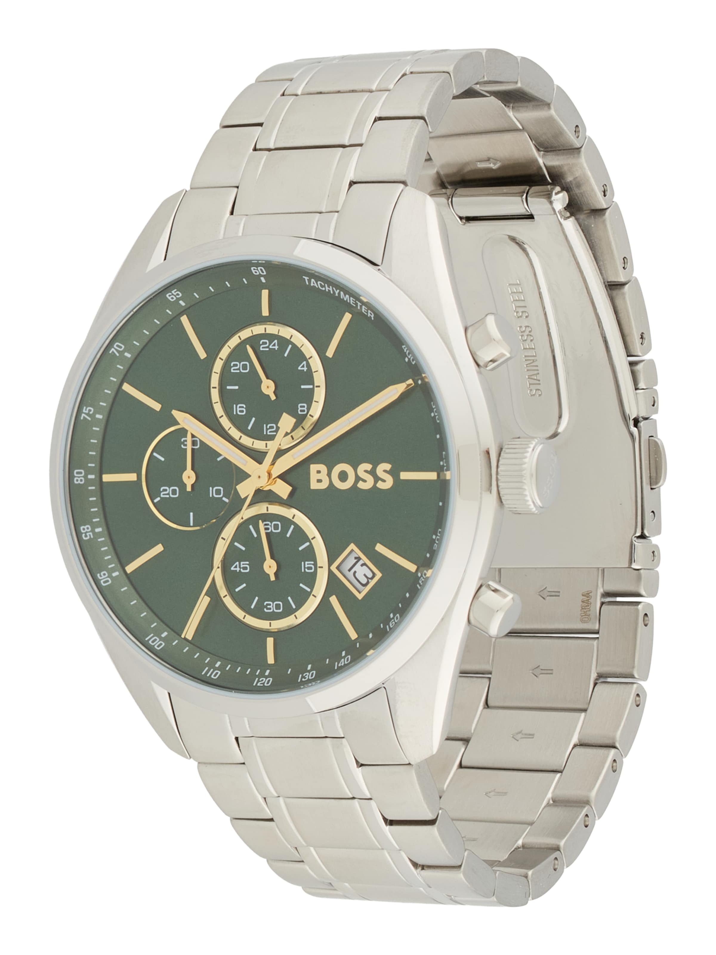 BOSS Аналоговые часы 'Grand Prix 44' в Серебристый: спереди