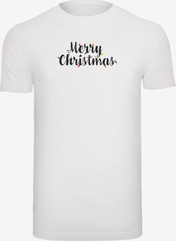 Merchcode Shirt 'Merry Christmas Lights' in White: front