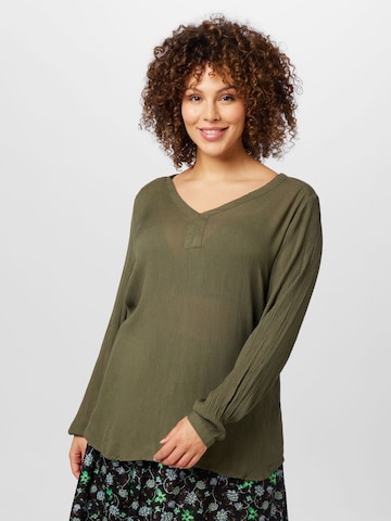 KAFFE CURVE Blouse 'Ami' in Groen: voorkant