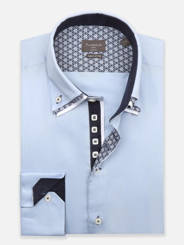 Slim fit Camicia business 'Vesuvio Iconic Satin Man Shirt Light Blue' di 7Camicie in blu: frontale