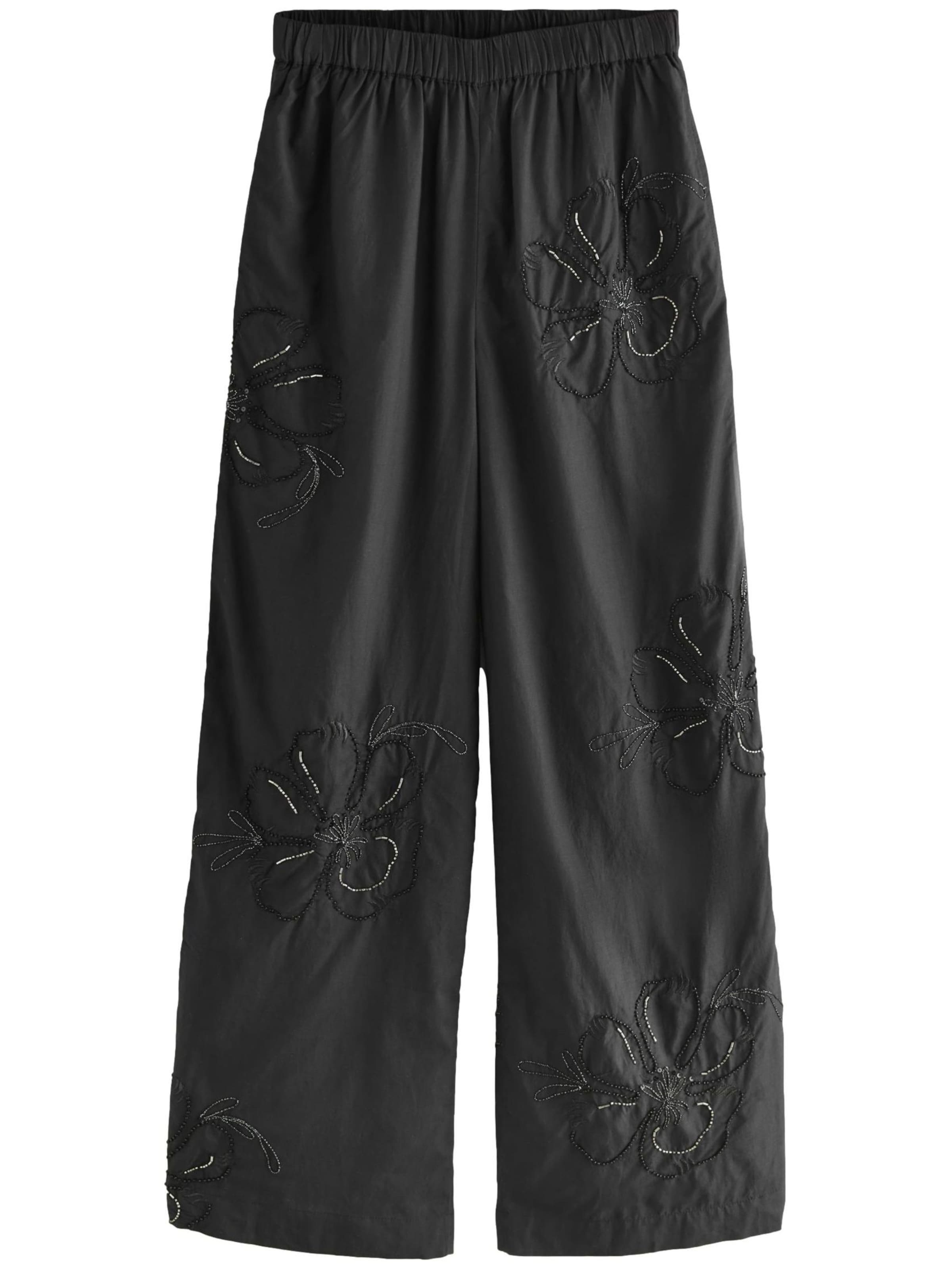 Next Wide leg Trousers in Black: front