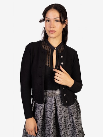 Trachtl Strickjacke 'Anthrazit/Lila/Schwarz Klassik' in Schwarz