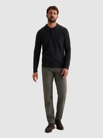 VANGUARD Tröja 'Pullover with polo collar and herringbone texture' i blå