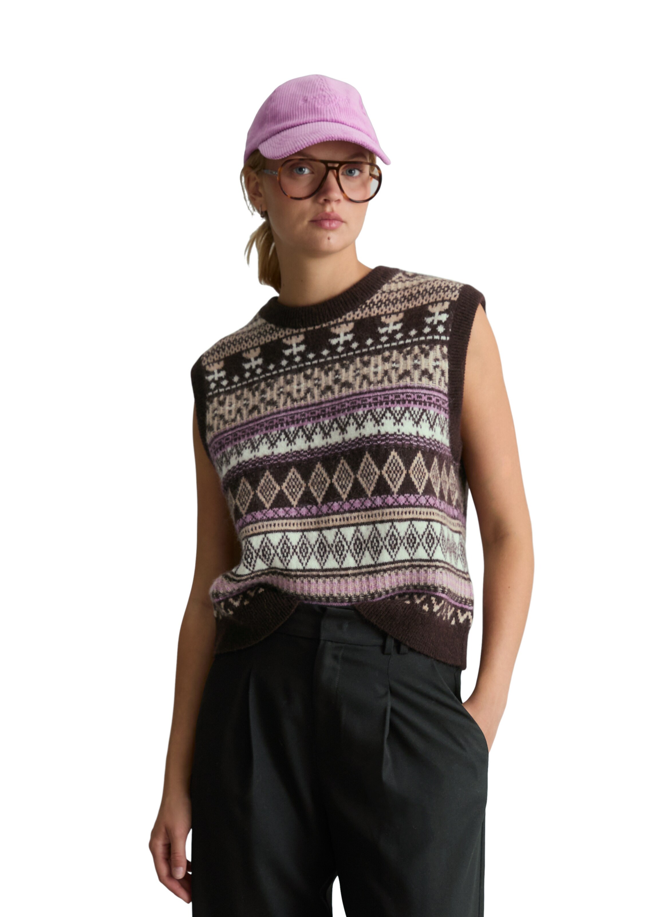 Marc O'Polo DENIM Knitted vest in Brown: front