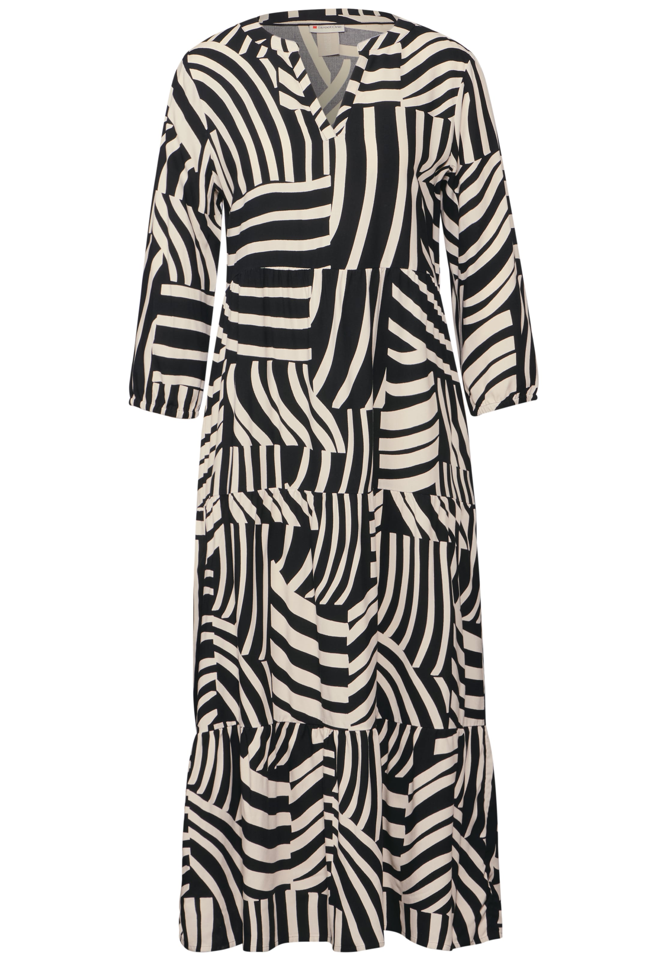 STREET ONE Kleid mit Volants in Schwarz: Vorderseite